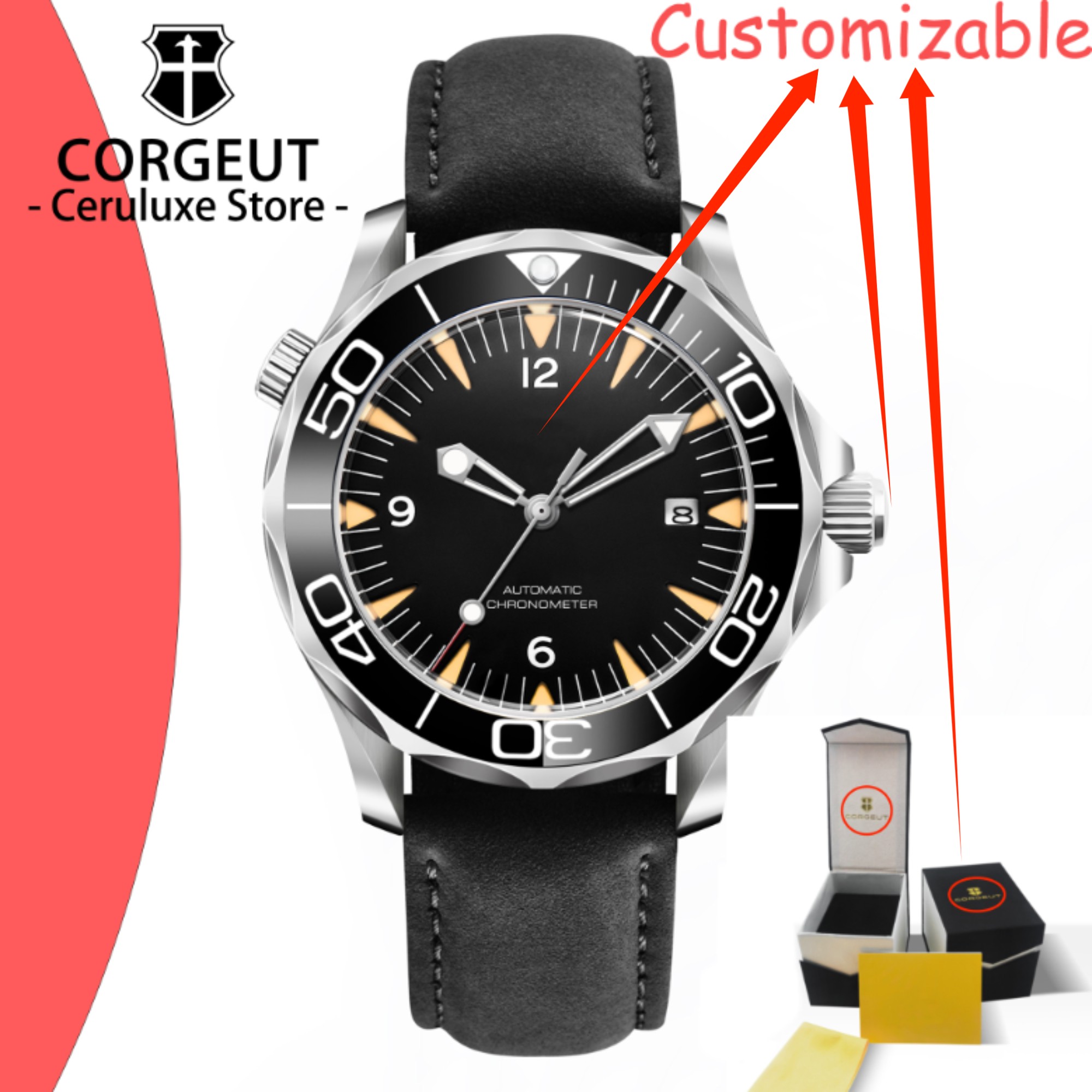 Luxury Watch Logo - CUSTOM Logo Sapphire Glass Automatic Mechanical