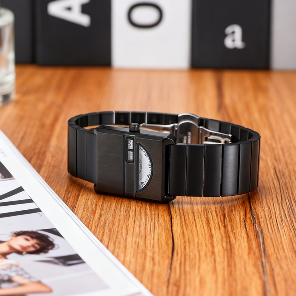 Men Square Sports Watch Stainl - Moonphase Complication Watch 评论和价格