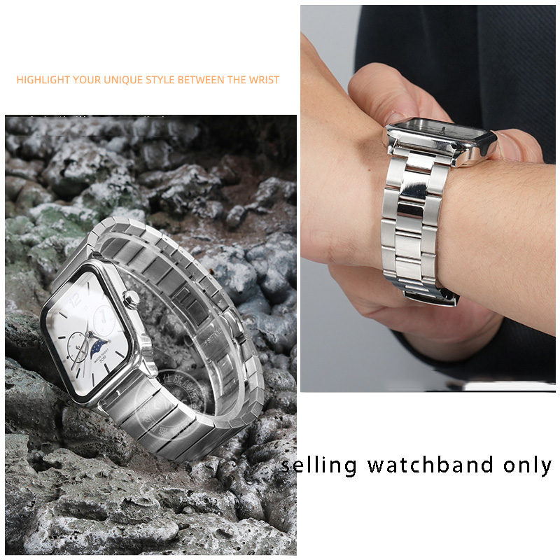 Solid steel watch strap wristb - Moonphase Complication Watch 评论和价格