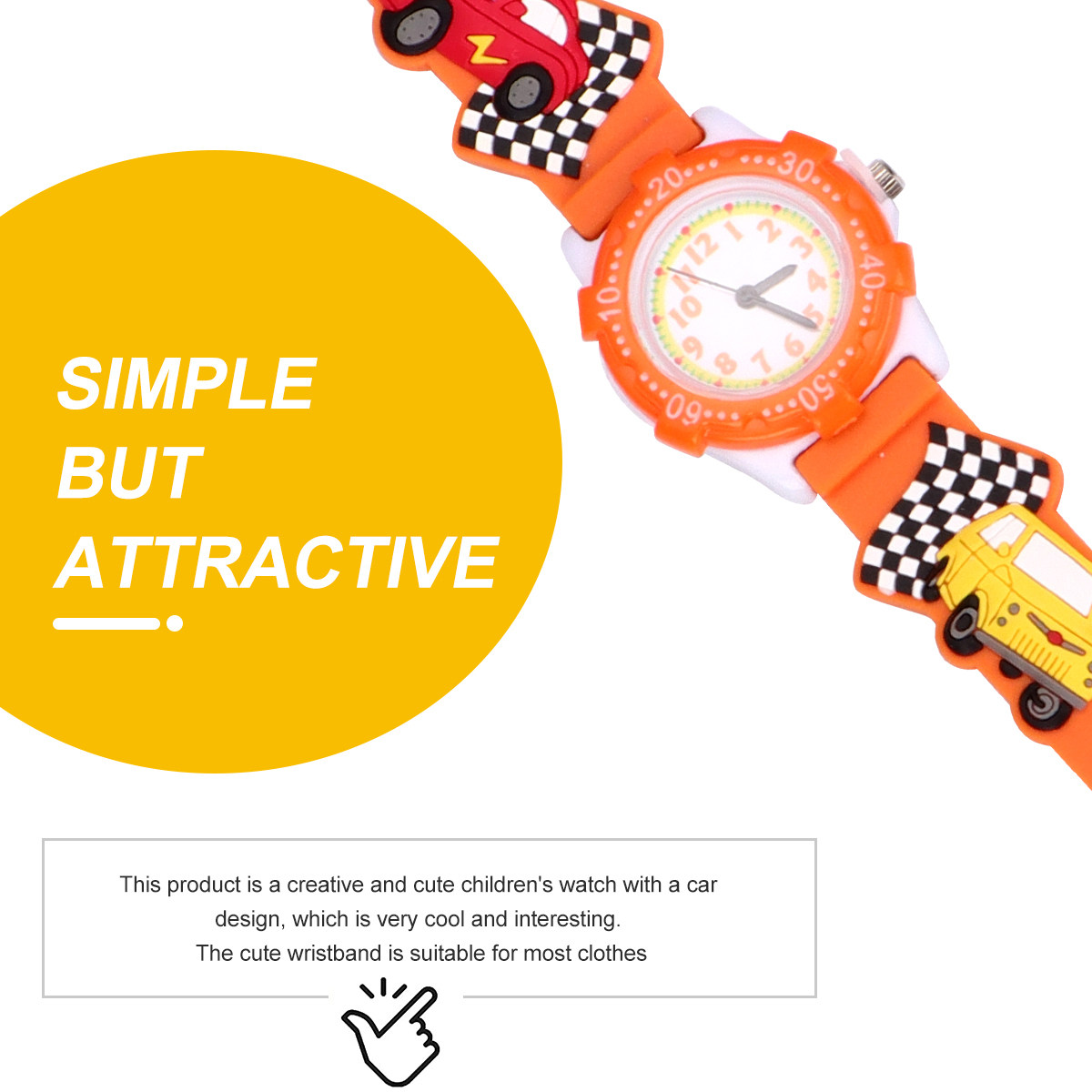 Orange Cartoon 3D Kids Watch W - Luxury Watch Kids 评论和价格